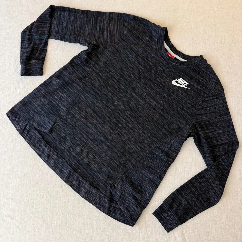 Nike Sportswear Space Dye Long‎ Sleeve Crewneck Top Charcoal Grey M